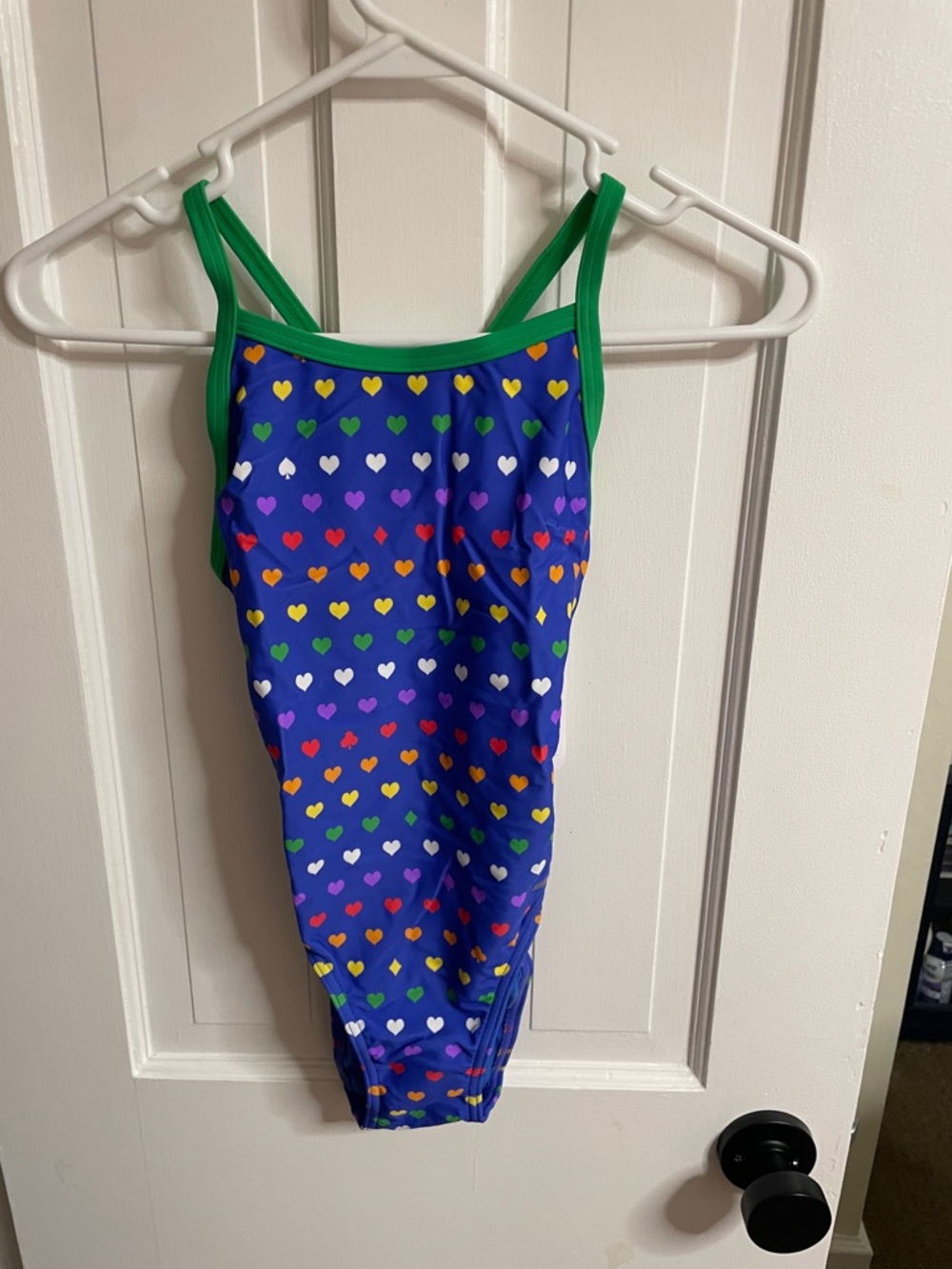 Competitive swim suit. Girls One-Piece with Rainbow Hearts nwt